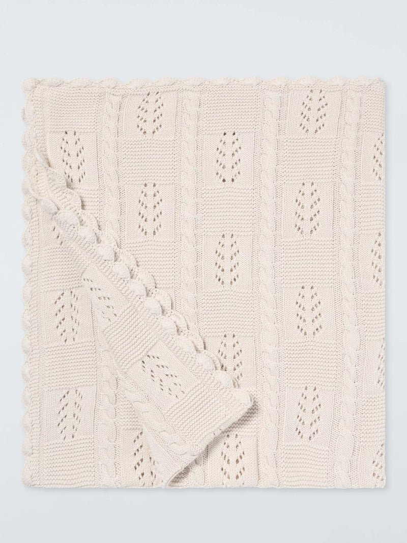 John Lewis scallop trim knitted blanket 80x100 cm - British product