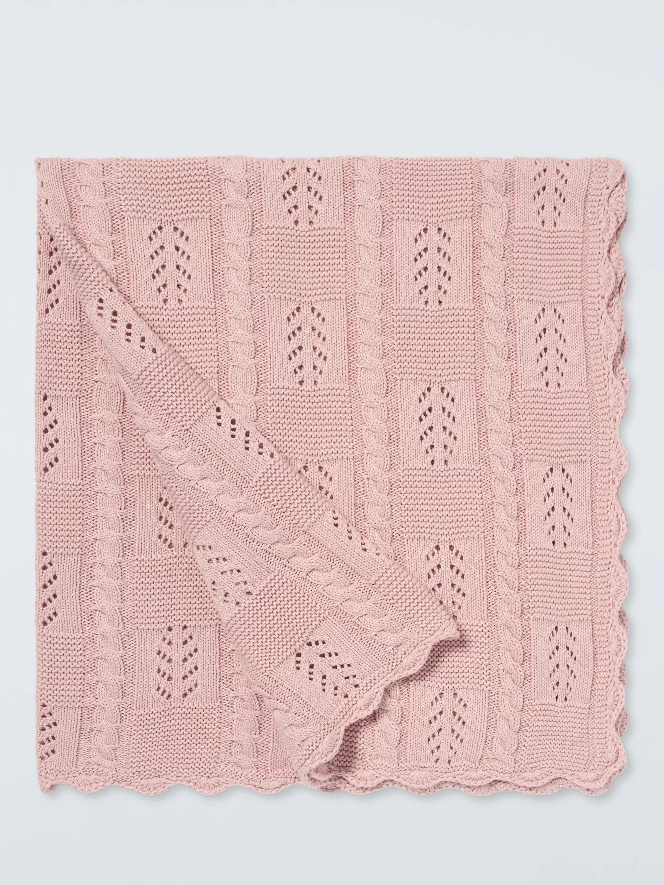 John Lewis Scallop Trim Knitted Blanket 80x100 cm