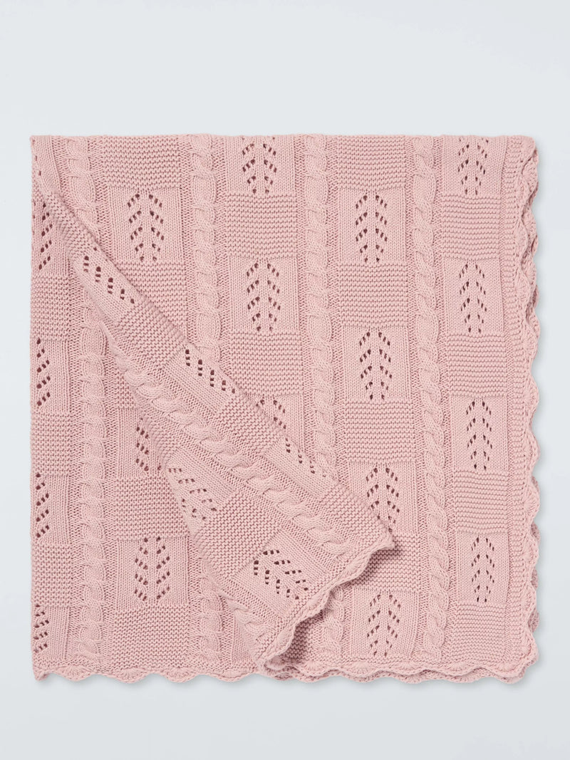 John Lewis Scallop Trim Knitted Blanket 80x100 cm