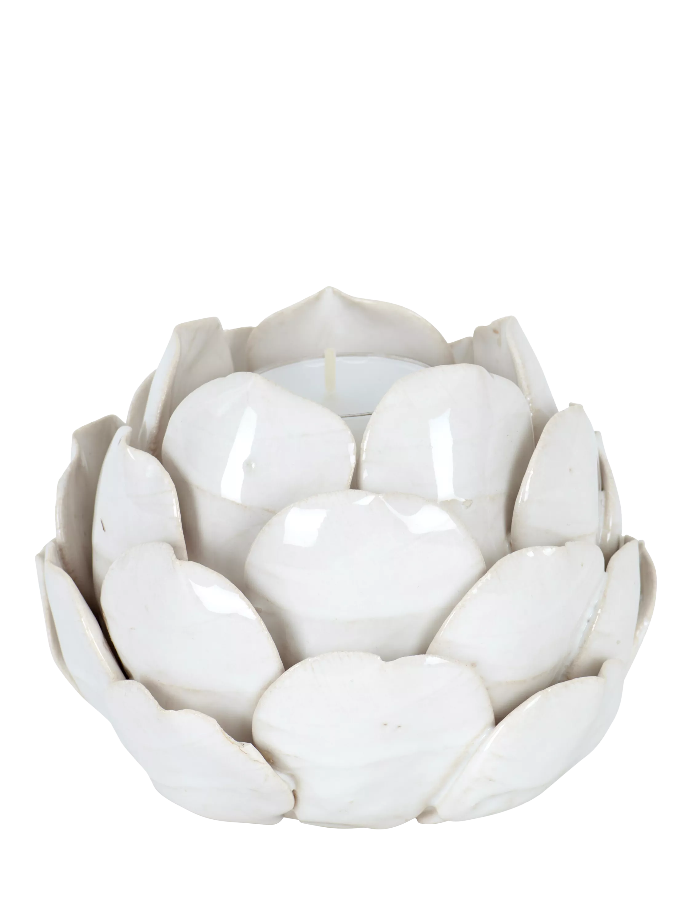 Neptune small stoneware artichoke tealight candle holder off white - British product