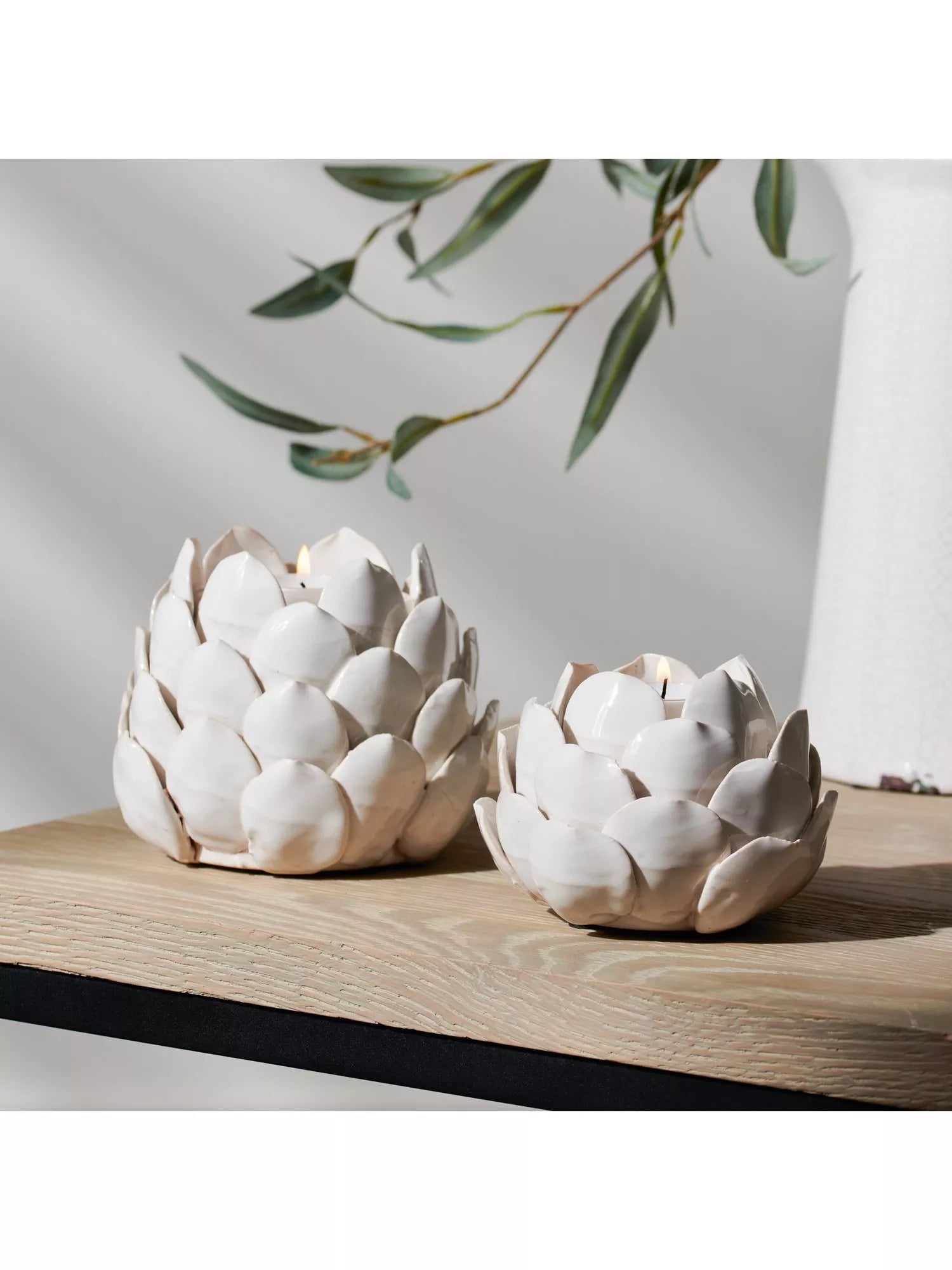 Neptune small stoneware artichoke tealight candle holder off white - British product