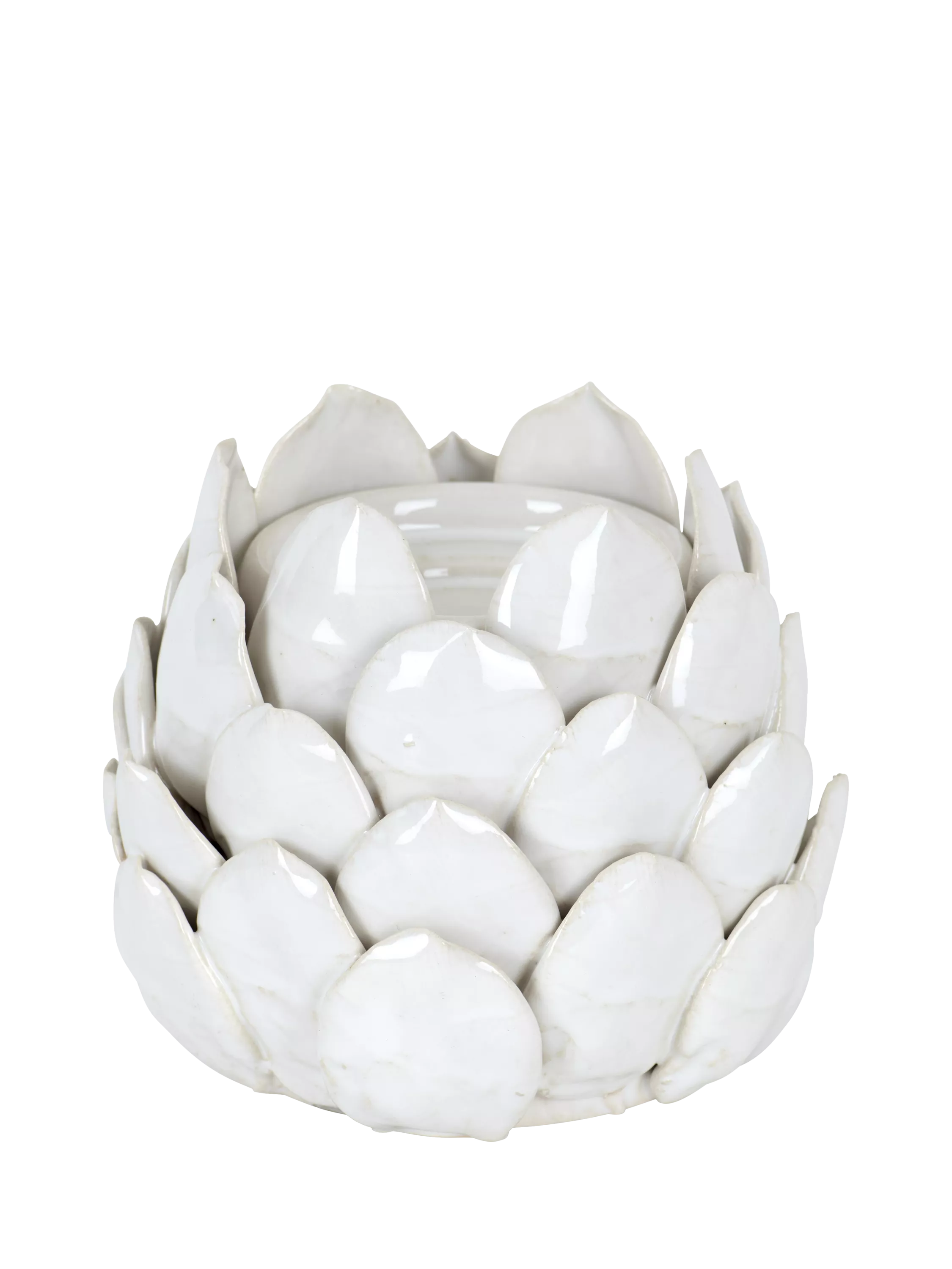 Neptune stoneware artichoke tealight candle holder off white, UK version