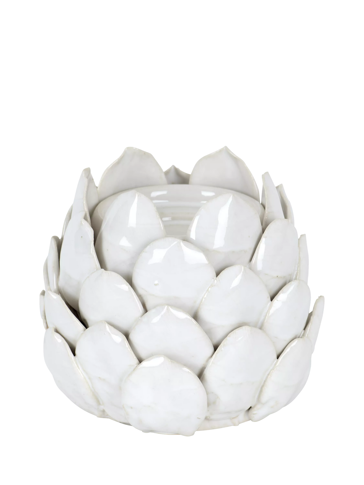 Neptune stoneware artichoke tealight candle holder off white, UK version