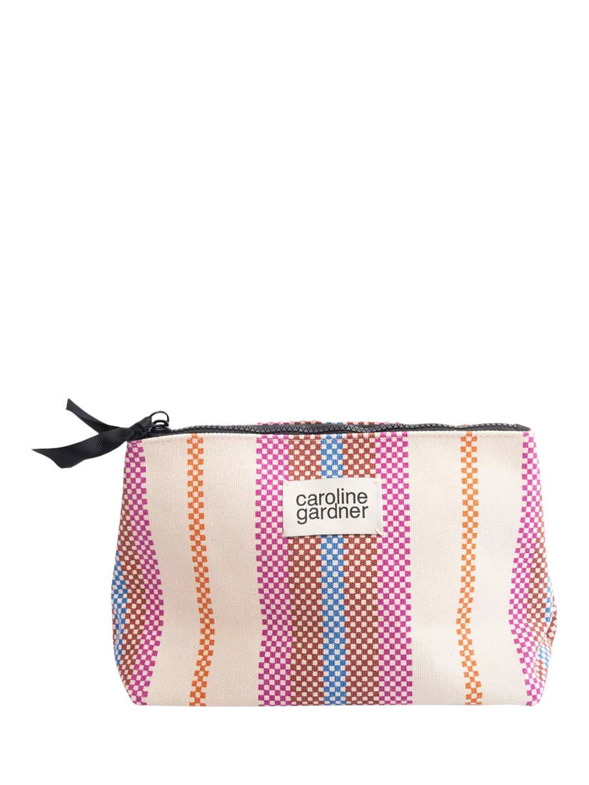 Caroline Gardner makeup bag check stripe large (British brand)