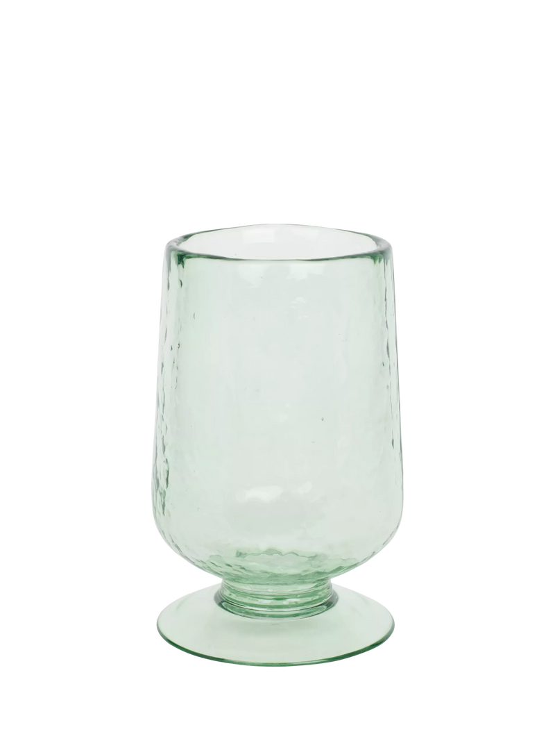 Neptune hammered glass hurricane vase green 22cm, imported from the UK