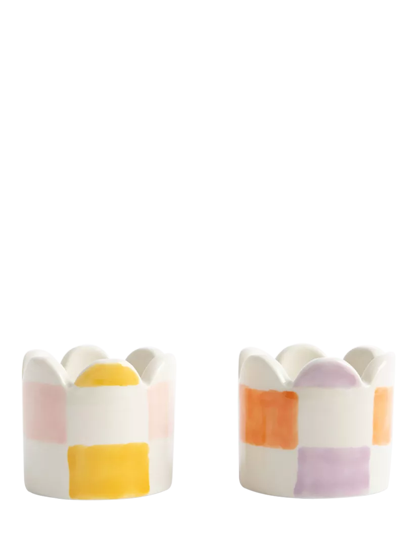 Caroline Gardner check stoneware egg cups pack of 2, UK version