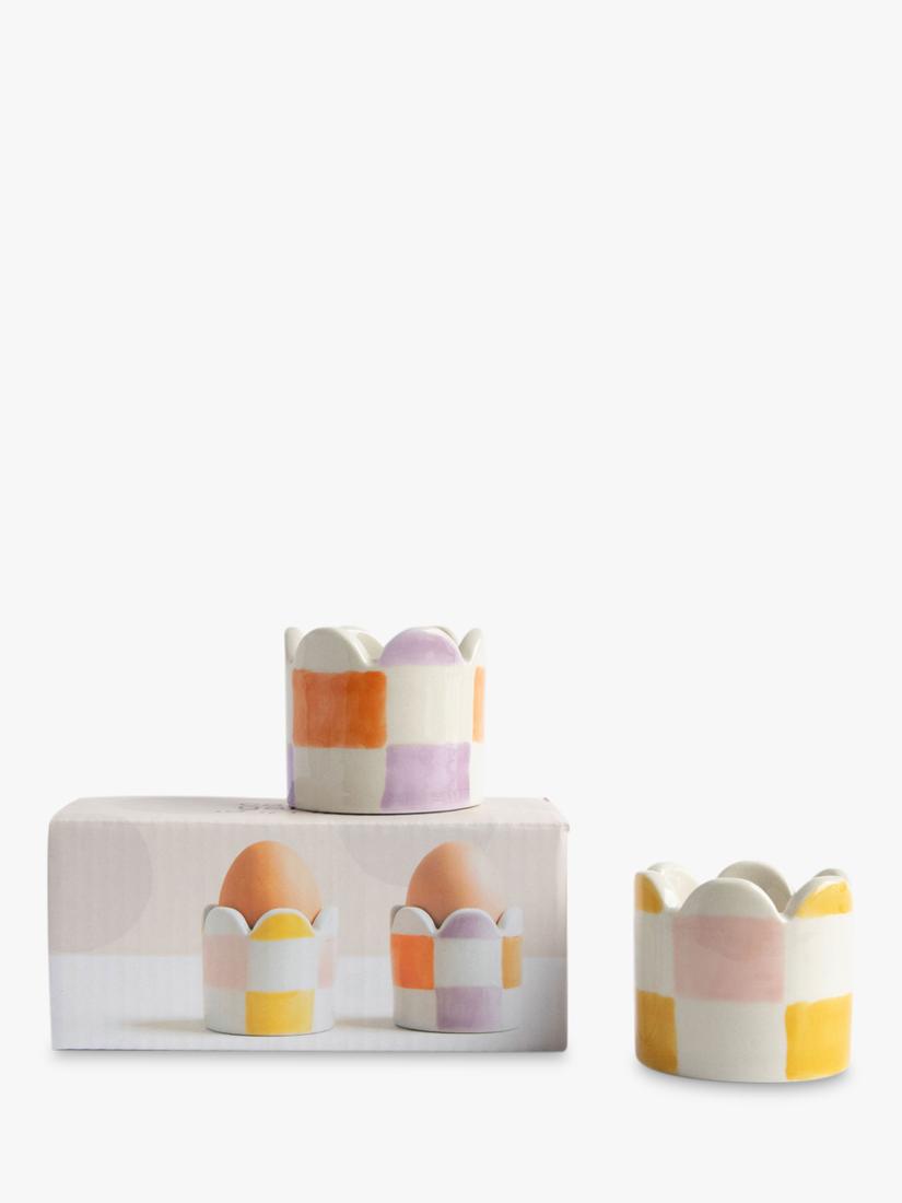 Caroline Gardner check stoneware egg cups pack of 2, UK version