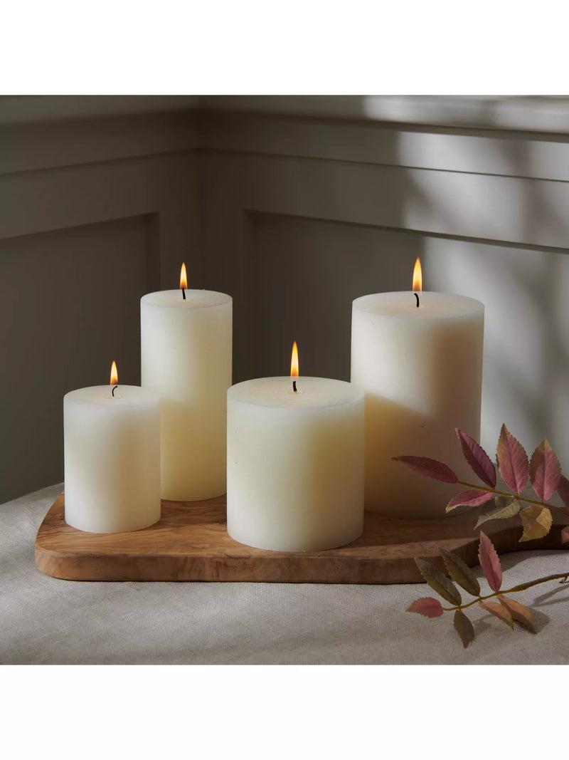 Neptune Blyton unscented wax pillar candle calico 300g (British brand)