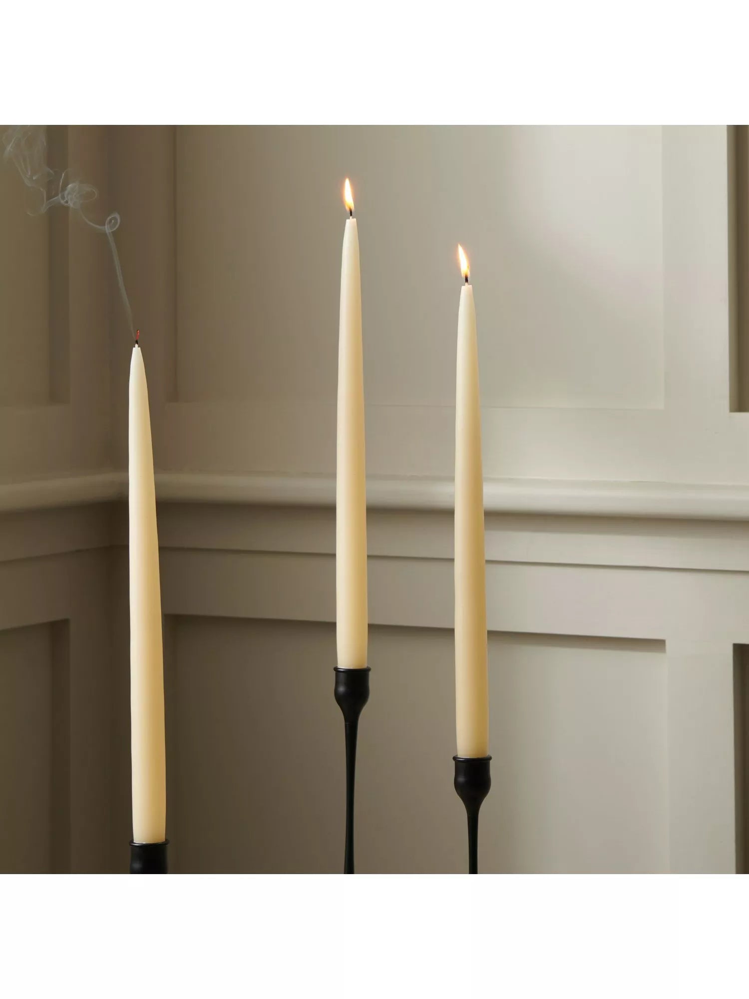 Neptune Nightingale tapered dinner candles Calico pack of 4 (British brand)