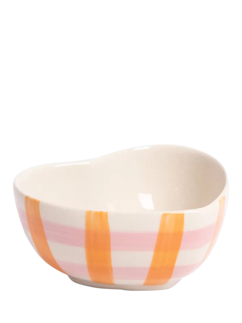 Caroline Gardner Check Heart Trinket Bowl in pink and orange (British brand)