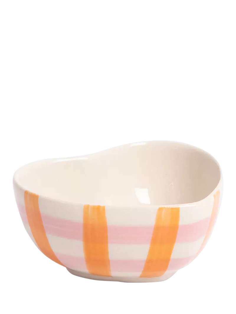 Caroline Gardner Check Heart Trinket Bowl in pink and orange (British brand)