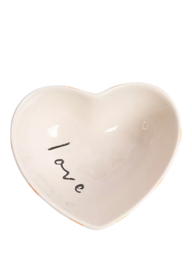 Caroline Gardner Check Heart Trinket Bowl in pink and orange (British brand)
