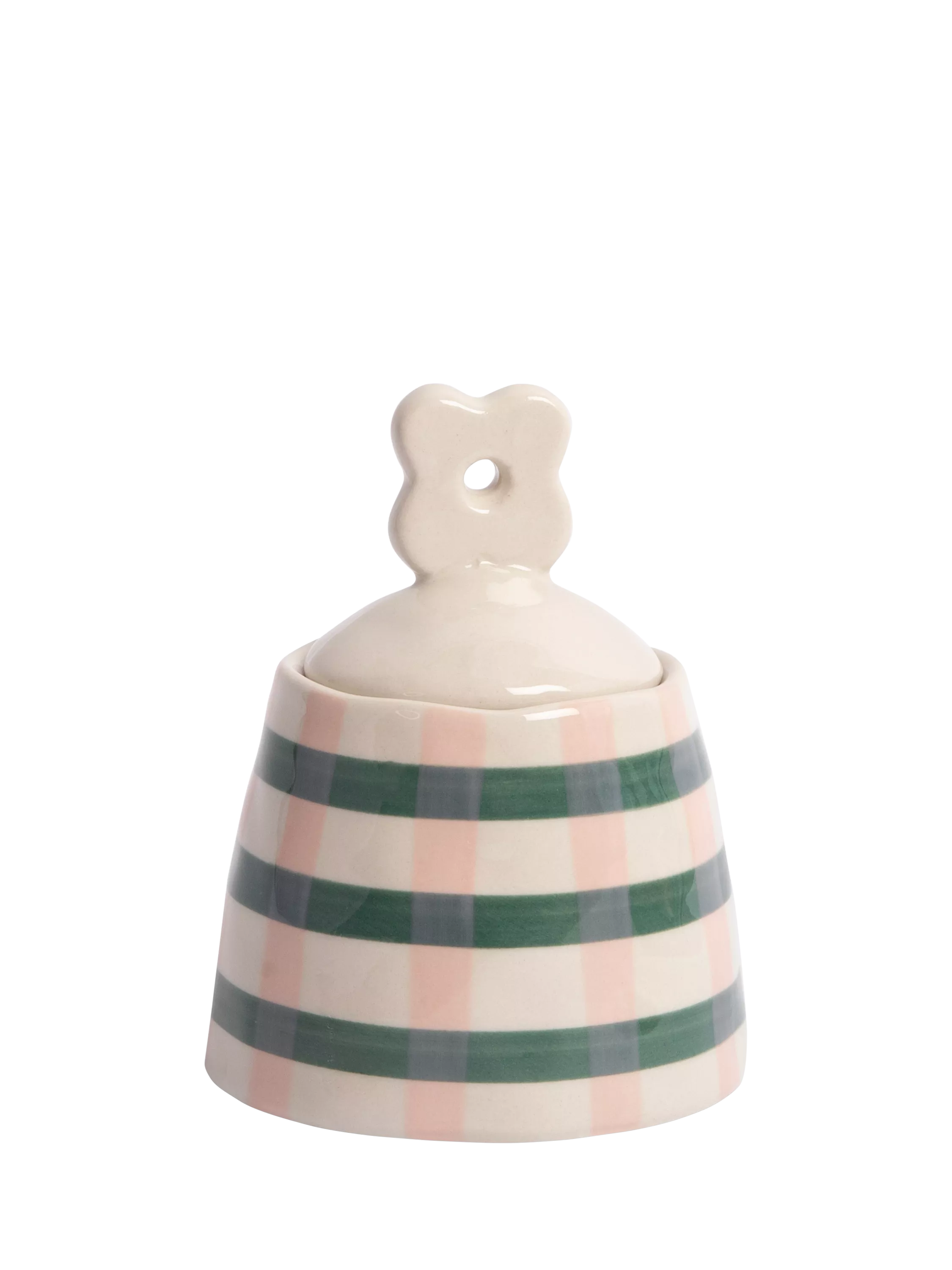 Caroline Gardner floral lid jar pink/teal - British product