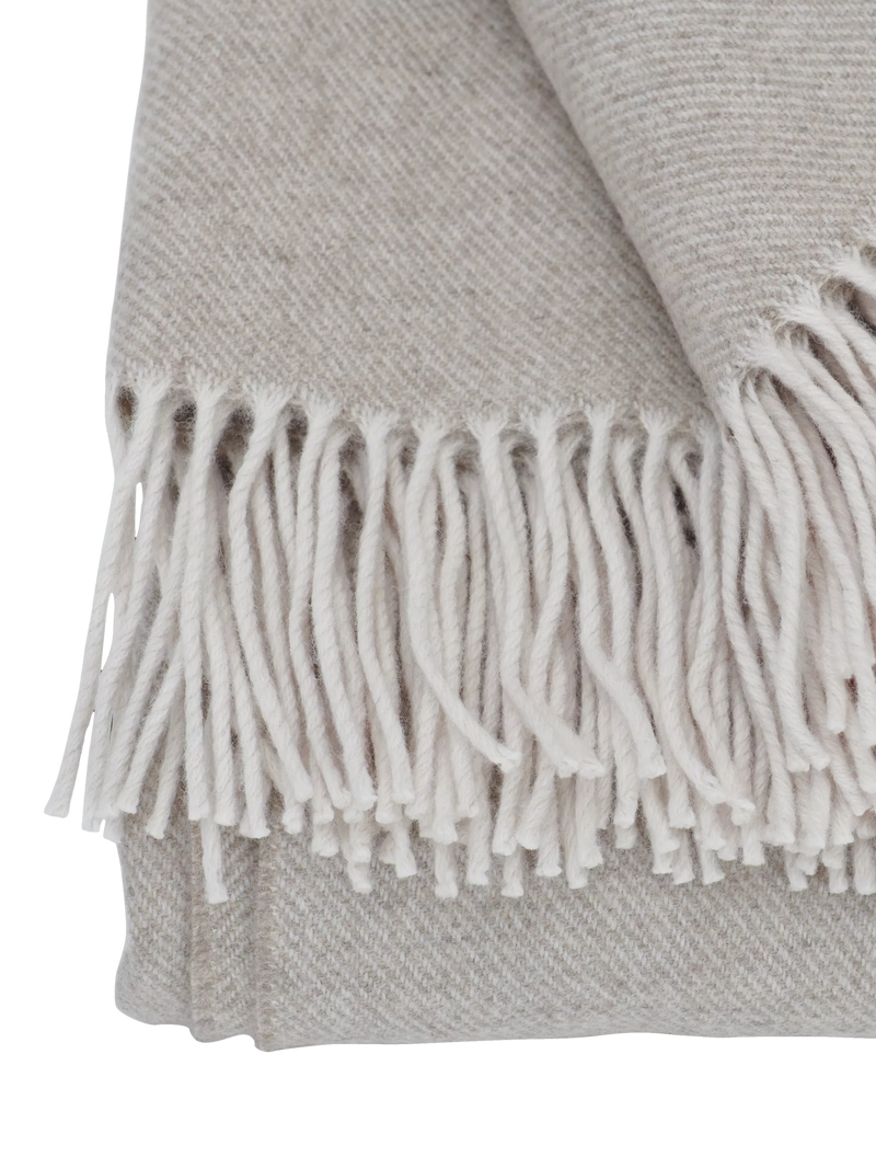 Neptune Sudbury Merino wool throw in natural taupe (British brand)