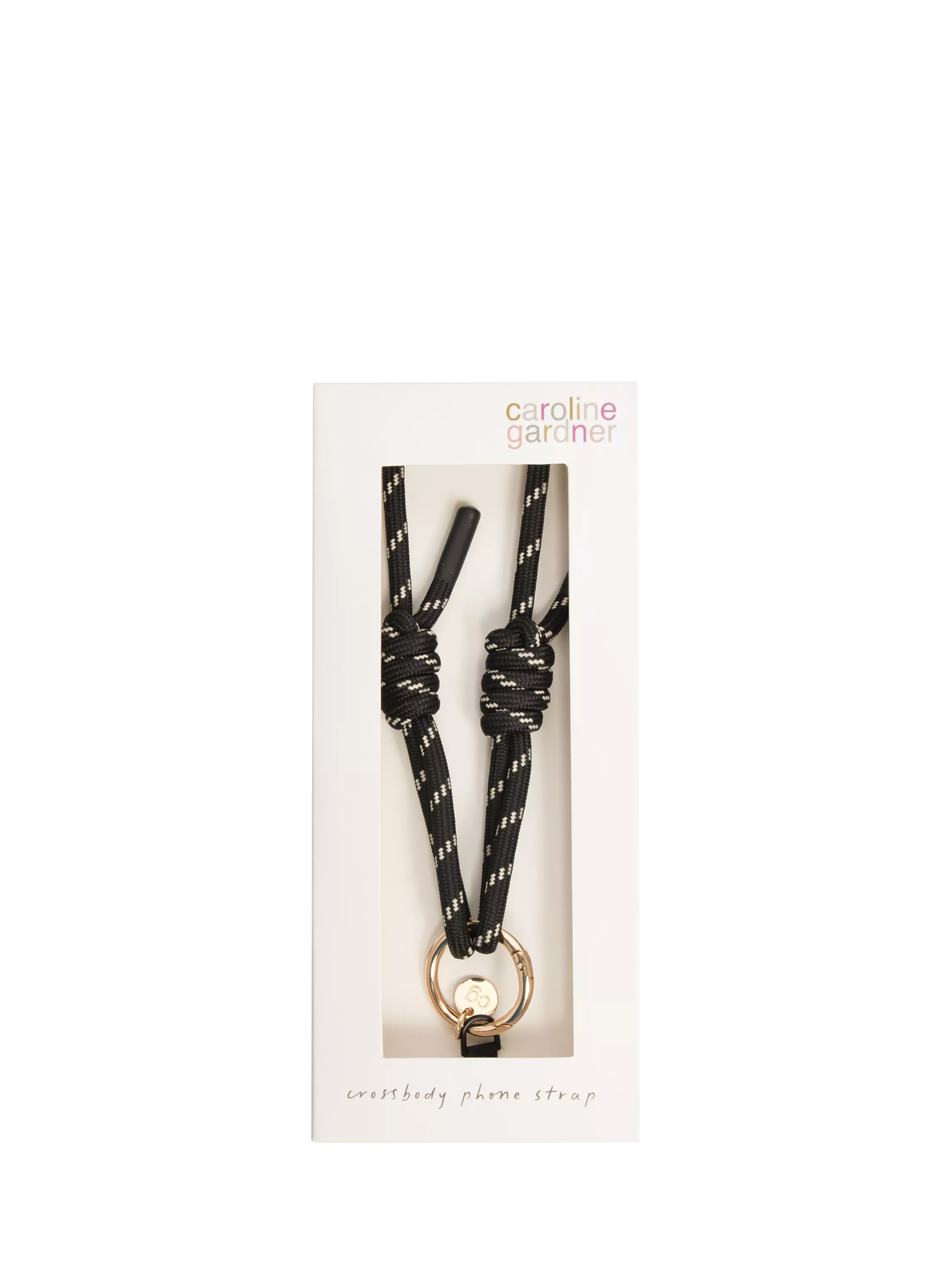 Caroline Gardner cord phone strap black (British brand)