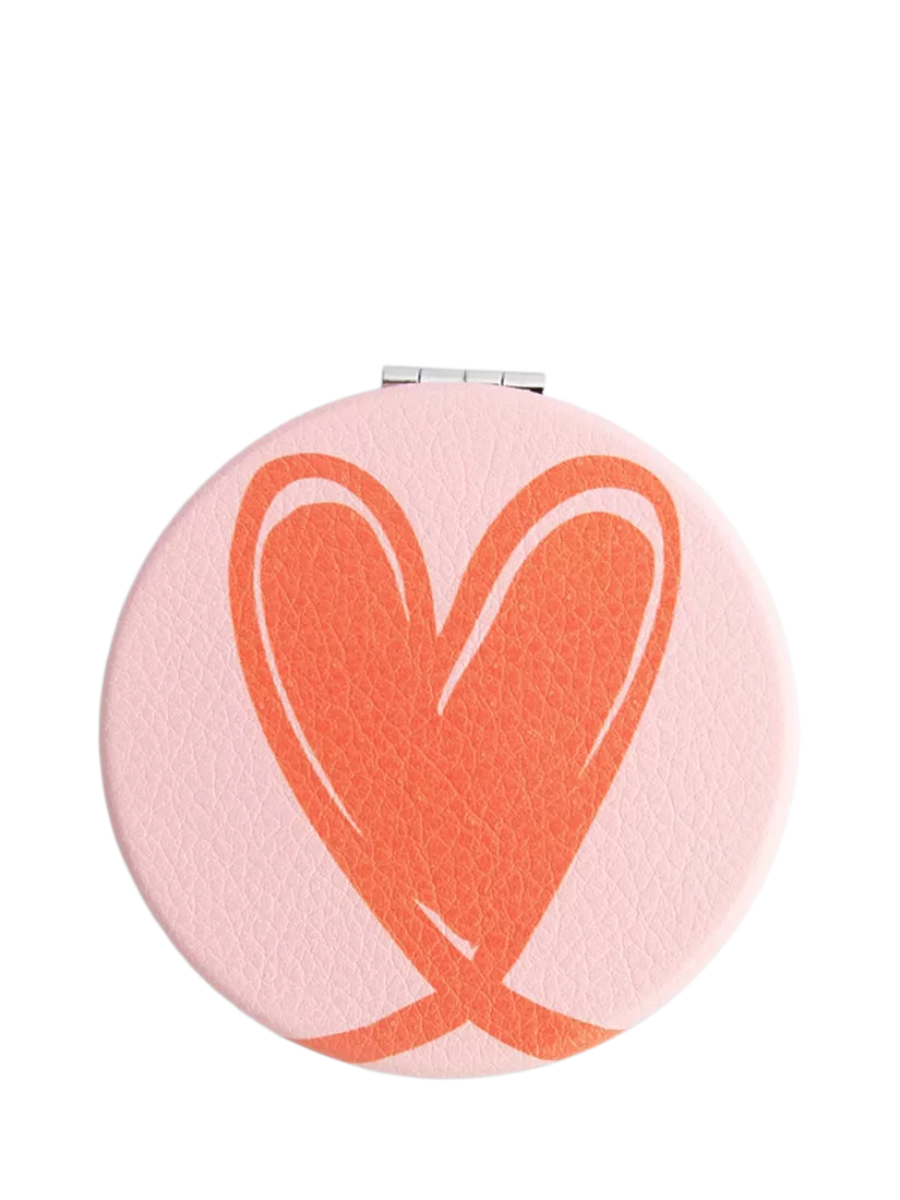 Caroline Gardner pink orange linked hearts pocket mirror, UK version