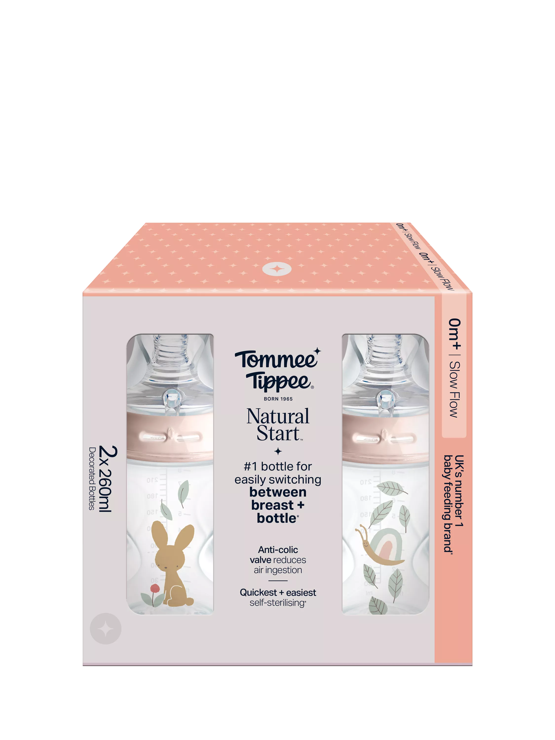 Tommee Tippee natural start anti-colic baby bottle 260ml pink - British product