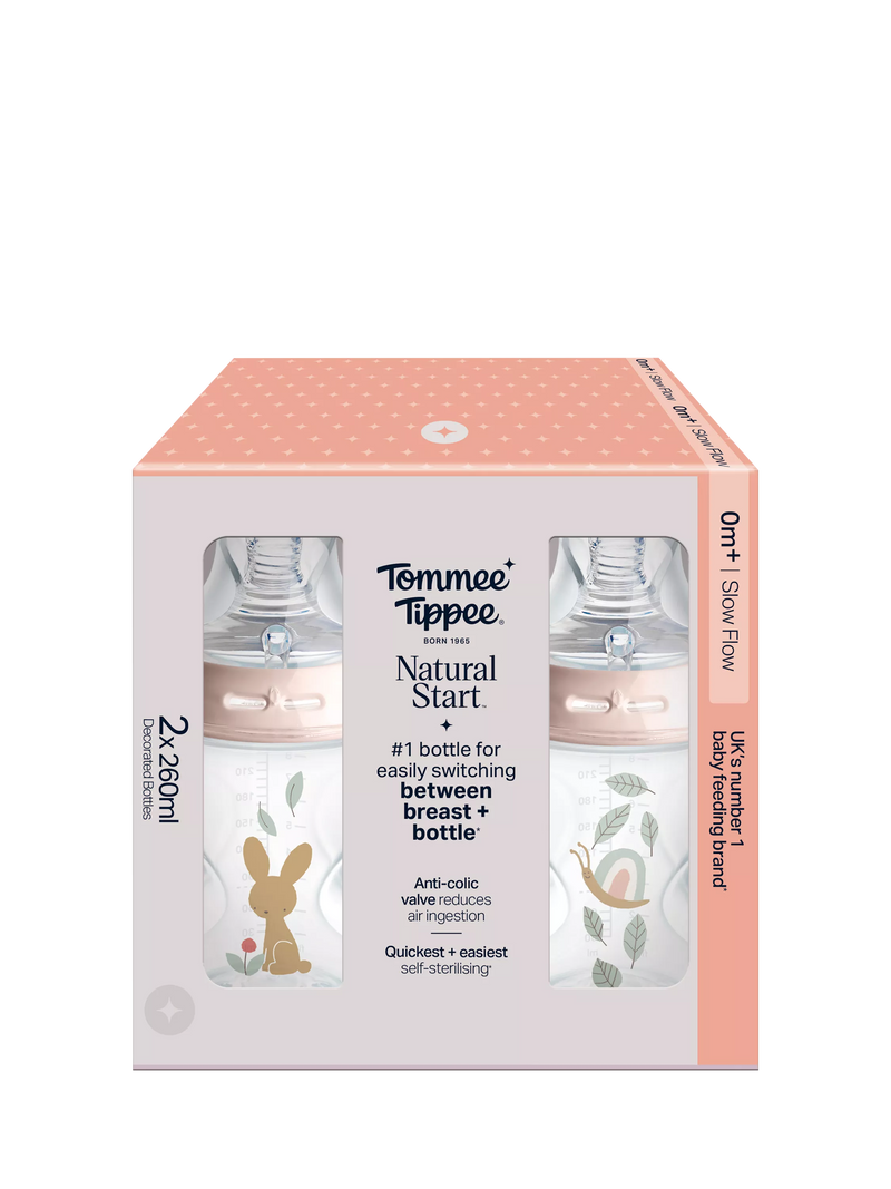 Tommee Tippee natural start anti-colic baby bottle 260ml pink - British product
