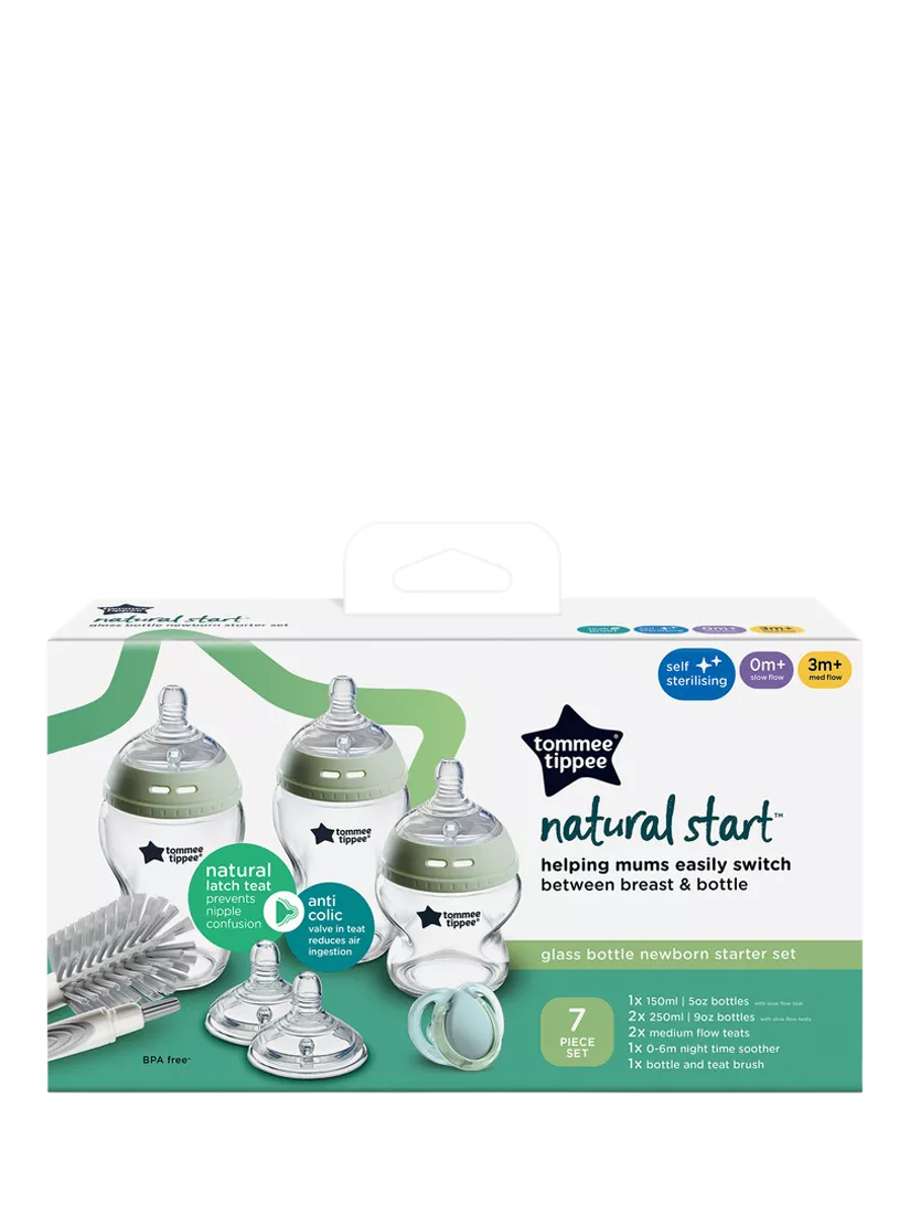 Tommee Tippee Natural Start glass bottle starter kit muted (British brand)