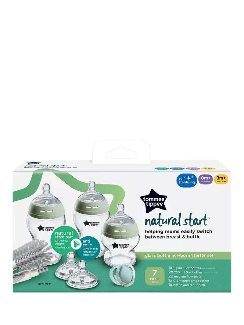 Tommee Tippee Natural Start glass bottle starter kit muted (British brand)