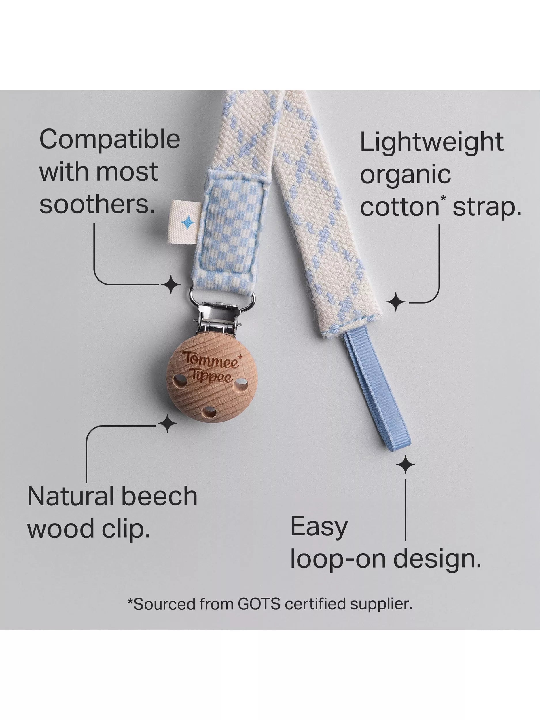 Tommee Tippee soother clip Cream, imported from the UK