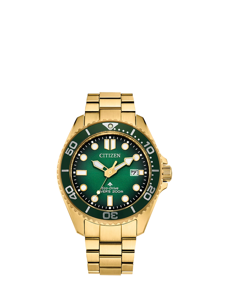 Citizen Promaster Dive watch green dial gold bracelet (British brand)
