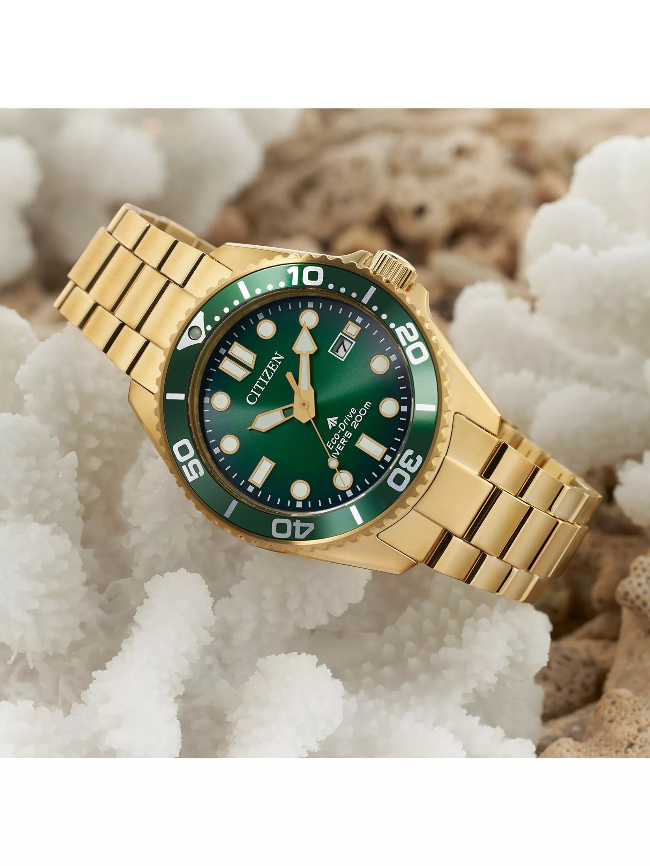 Citizen Promaster Dive watch green dial gold bracelet (British brand)
