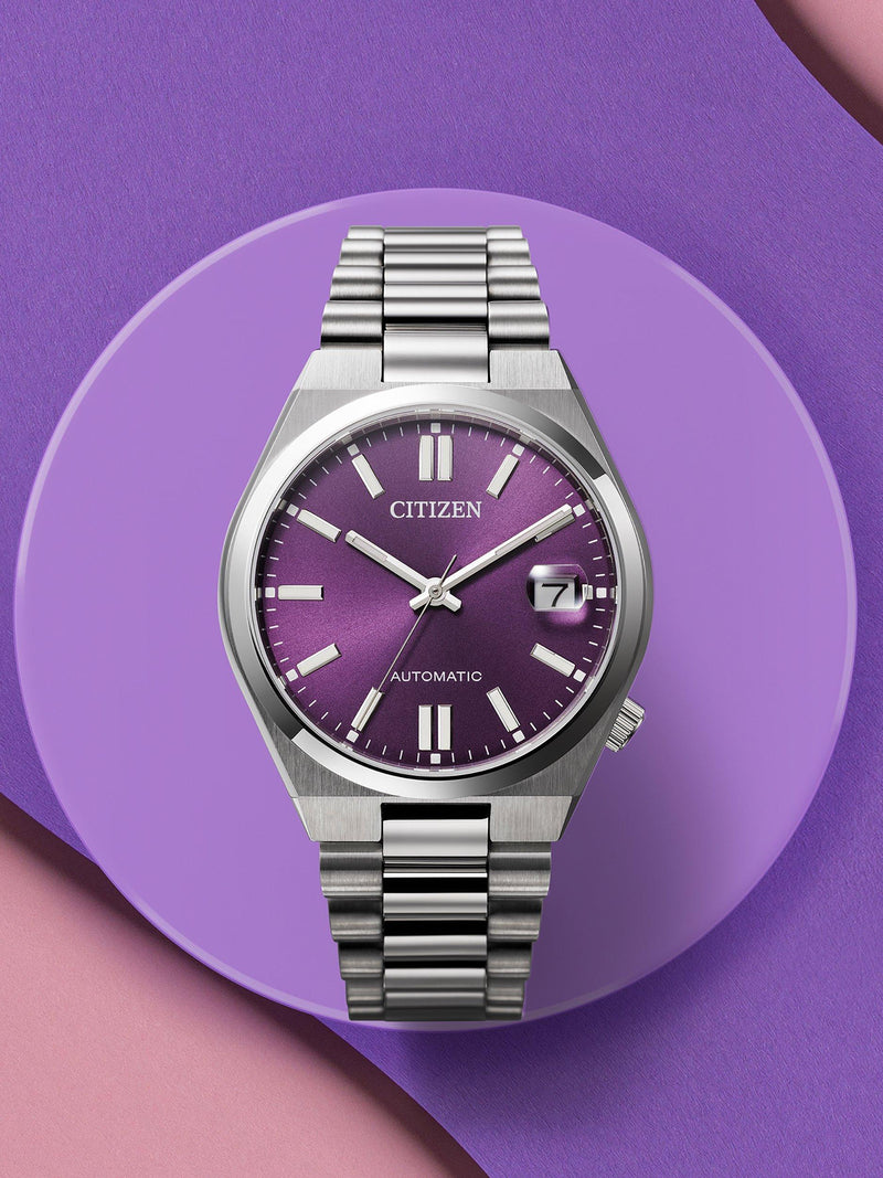 Citizen Tsuyosa automatic watch with purple dial, UK version