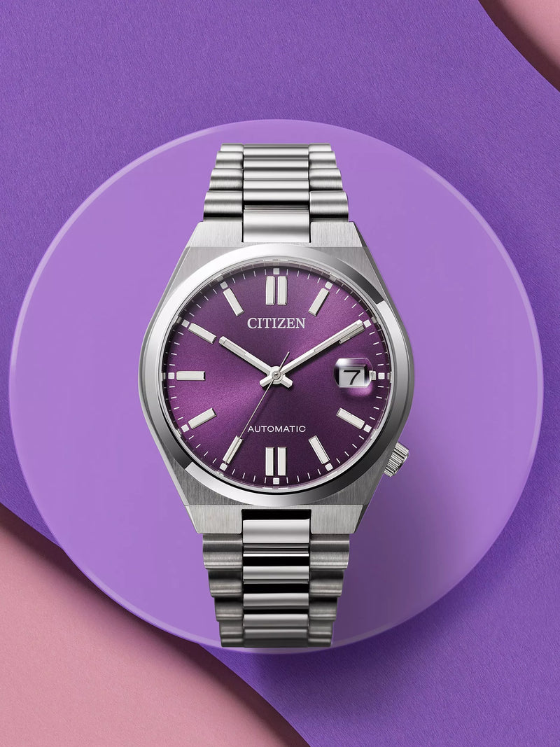 Citizen Tsuyosa automatic watch with purple dial, UK version