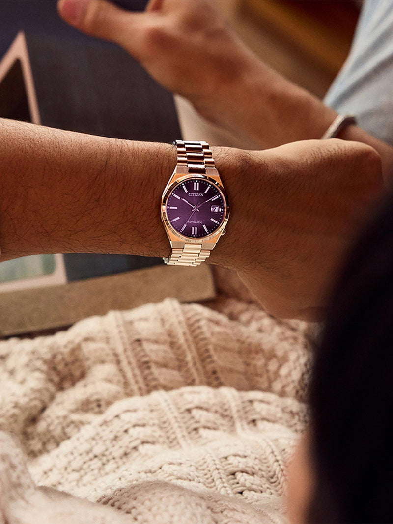 Citizen Tsuyosa automatic watch with purple dial, UK version