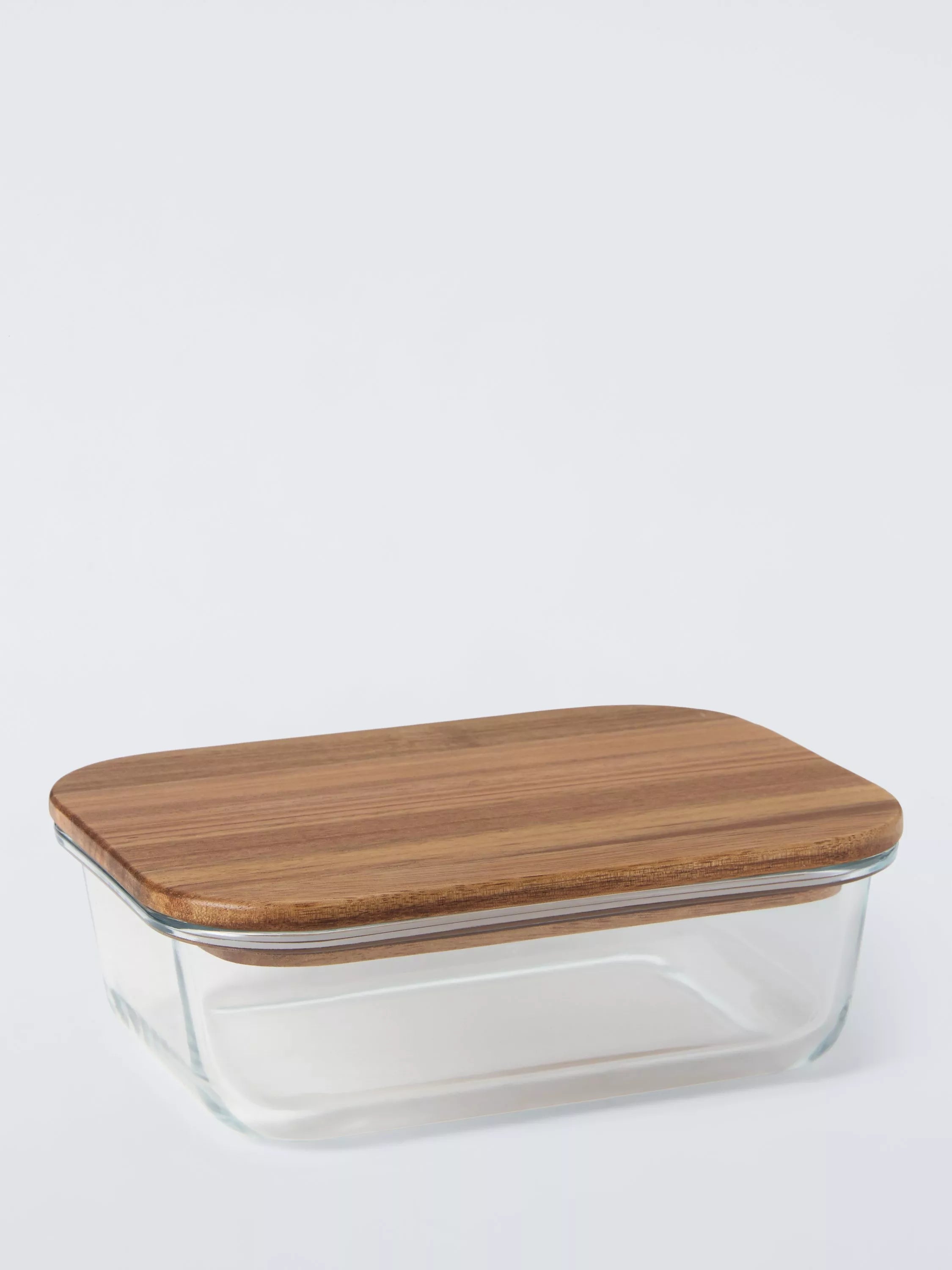 John Lewis rectangular glass storage container with acacia wood lid 1040ml (British brand)