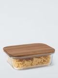 John Lewis rectangular glass storage container with acacia wood lid 1040ml (British brand)