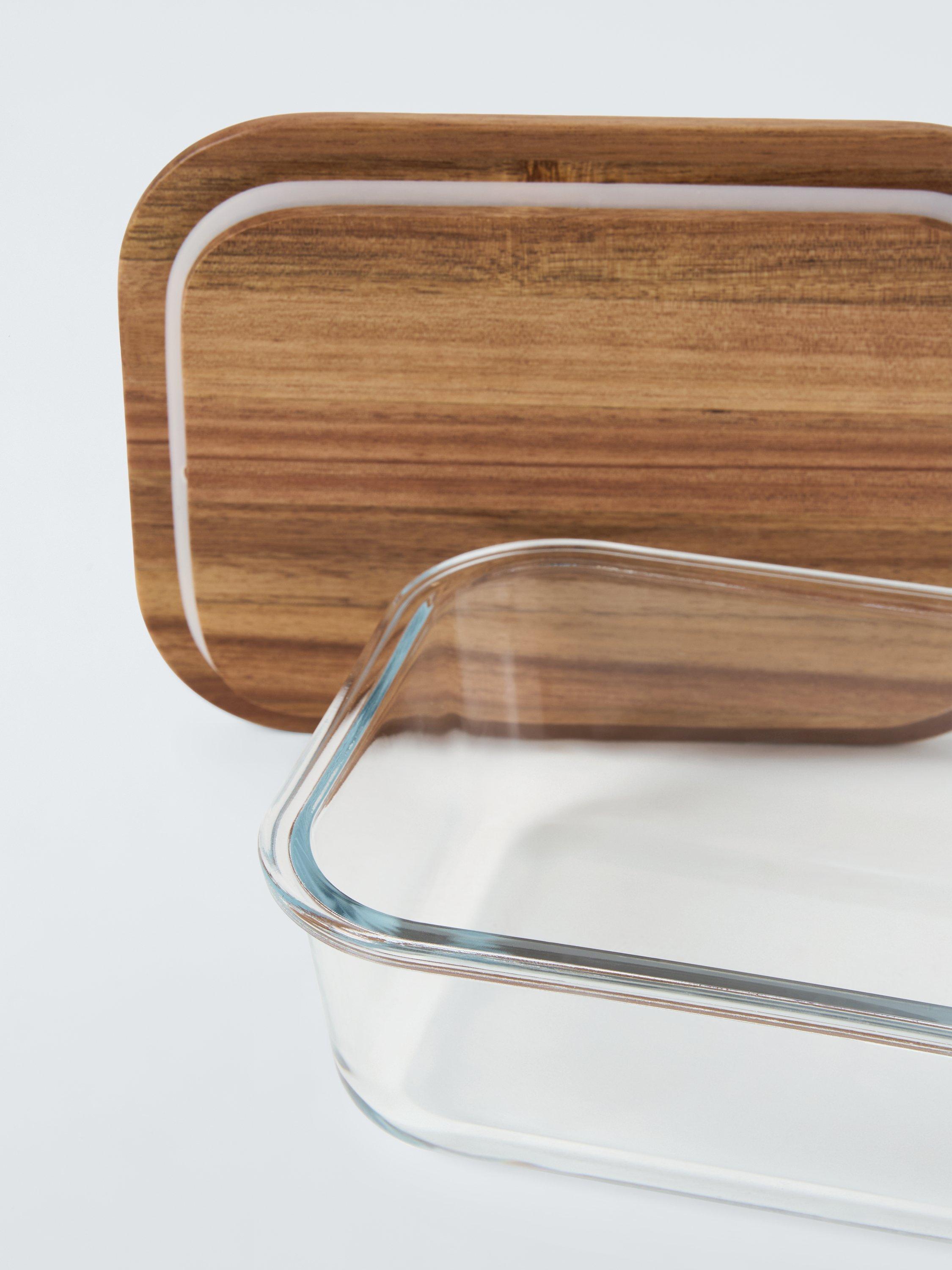 John Lewis rectangular glass storage container with acacia wood lid 1040ml (British brand)