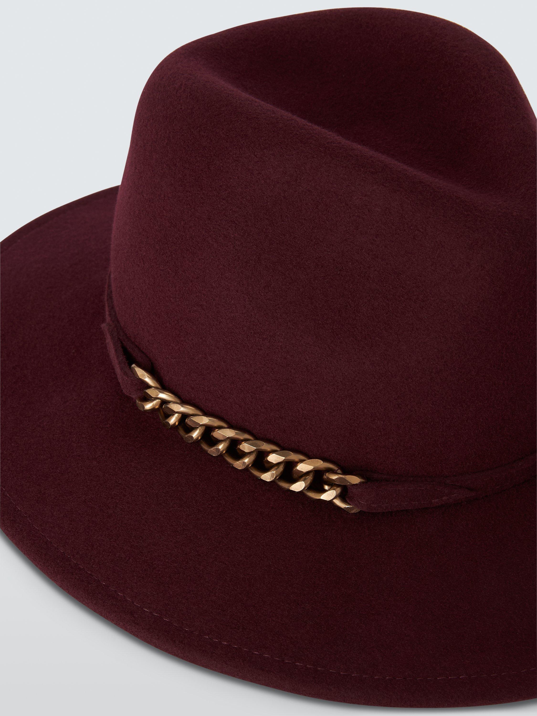 Whiteley Windsor wool felt trilby hat in Mulberry (British brand)