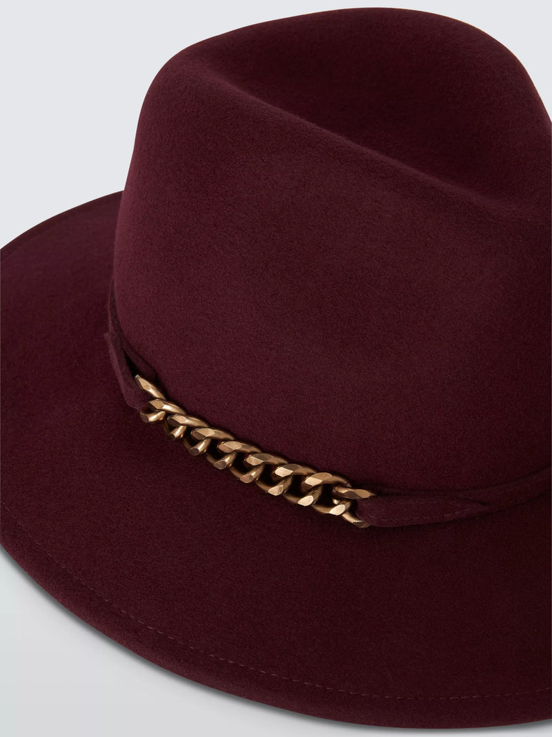 Whiteley Windsor wool felt trilby hat in Mulberry (British brand)