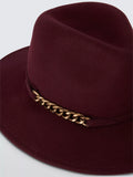 Whiteley Windsor wool felt trilby hat in Mulberry (British brand)