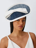 Whiteley Wisteria Contrast Bind Disc Fascinator, Navy/Ecru