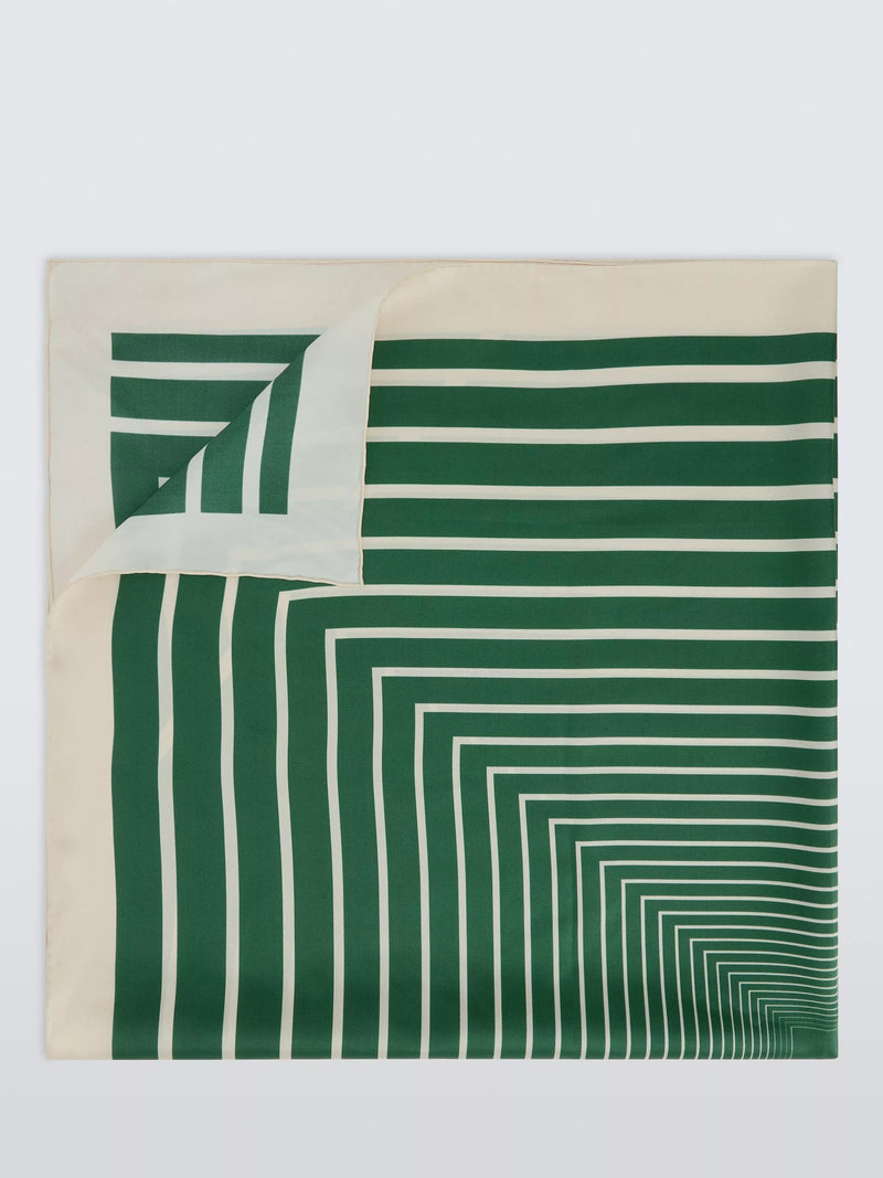 John Lewis silk scarf geometric stripe green 90x90cm, UK version