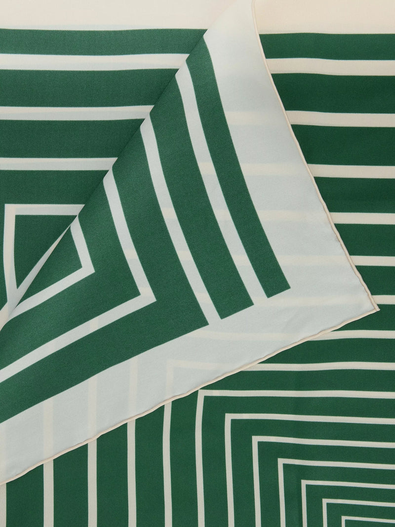 John Lewis silk scarf geometric stripe green 90x90cm, UK version