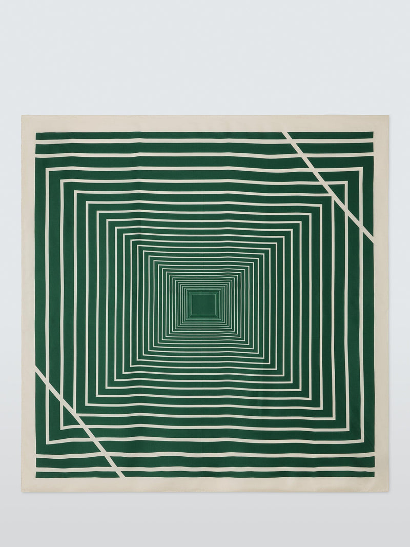 John Lewis silk scarf geometric stripe green 90x90cm, UK version