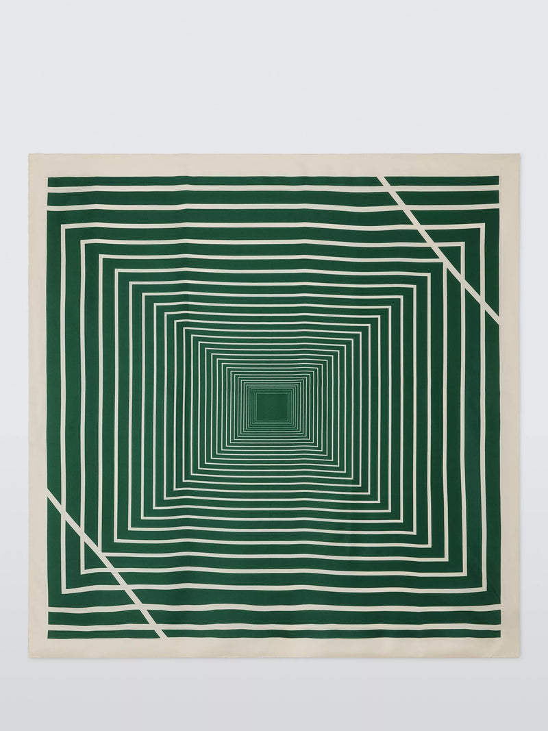 John Lewis silk scarf geometric stripe green 90x90cm, UK version