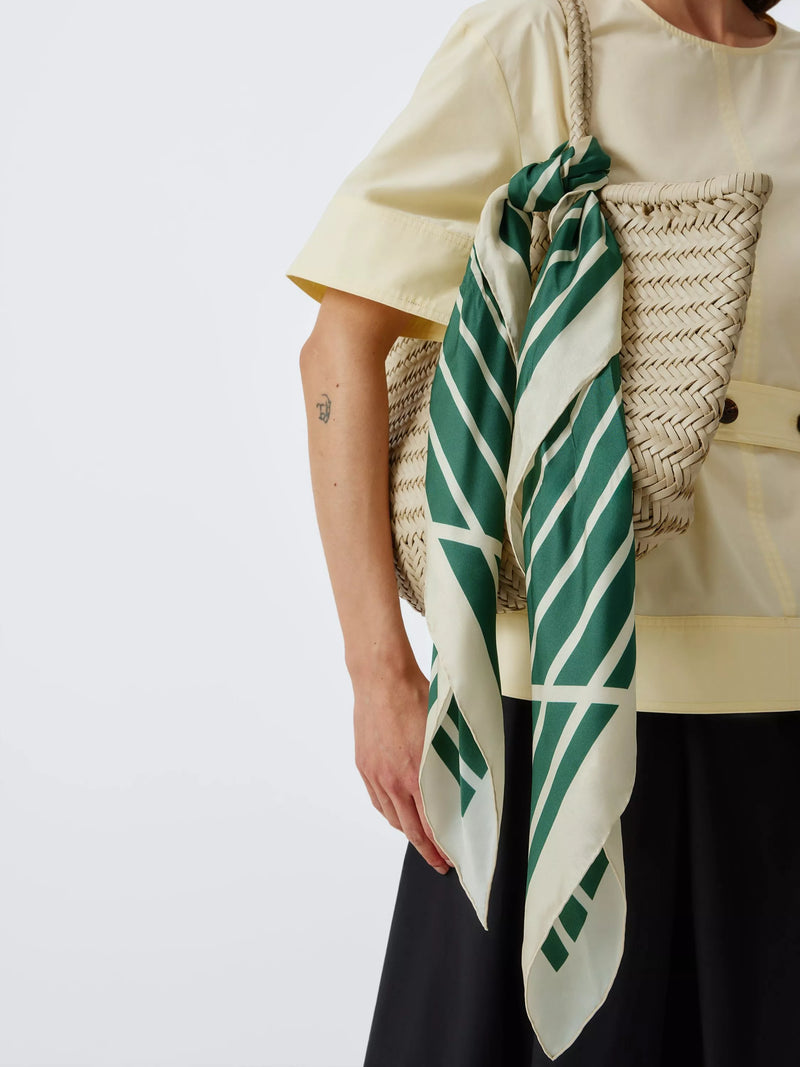 John Lewis silk scarf geometric stripe green 90x90cm, UK version