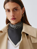 John Lewis Vita Staggered Stripe Print Square Silk Scarf, Black/White