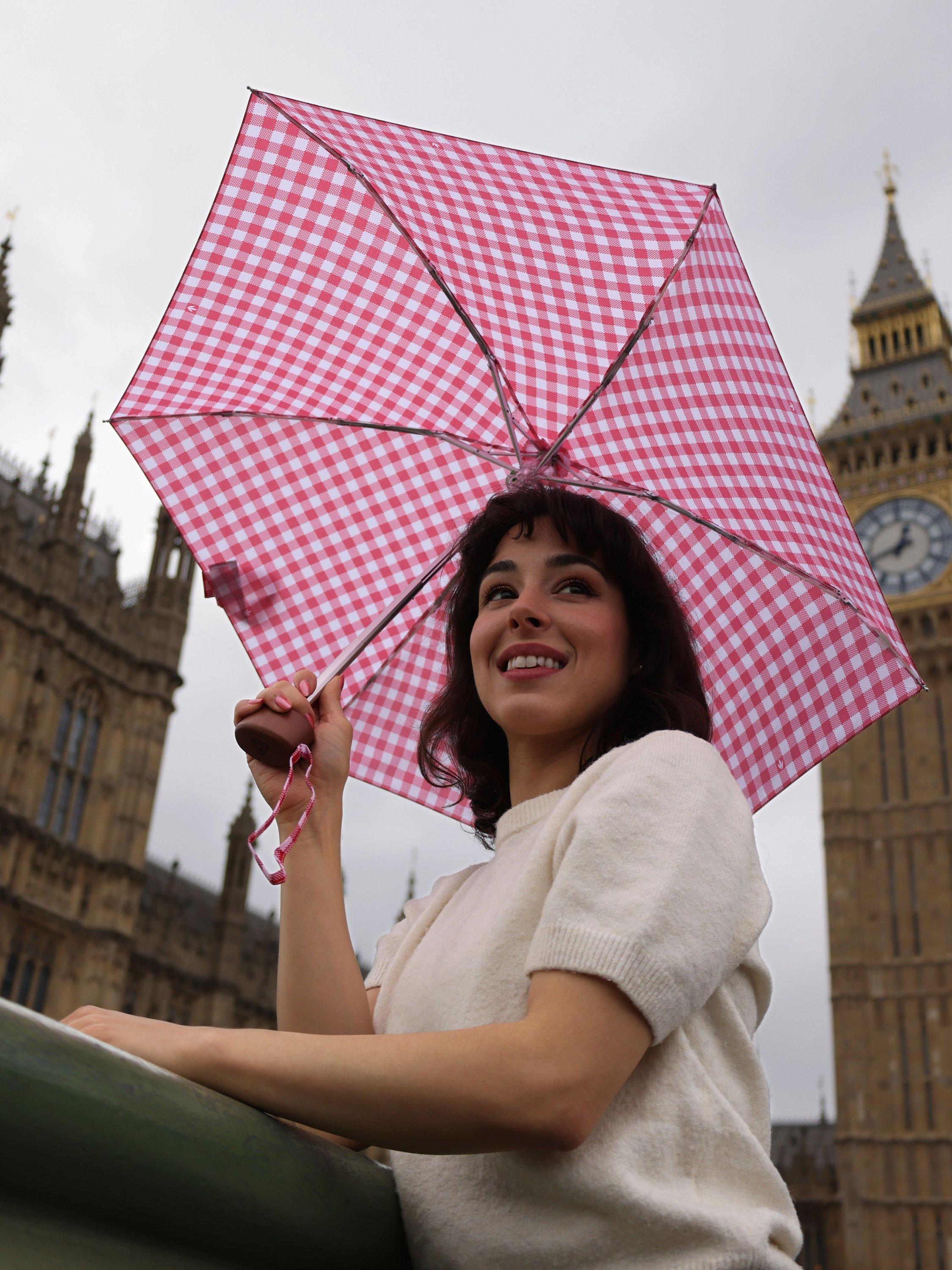 Fulton Tiny 2 Gingham compact umbrella (British brand)