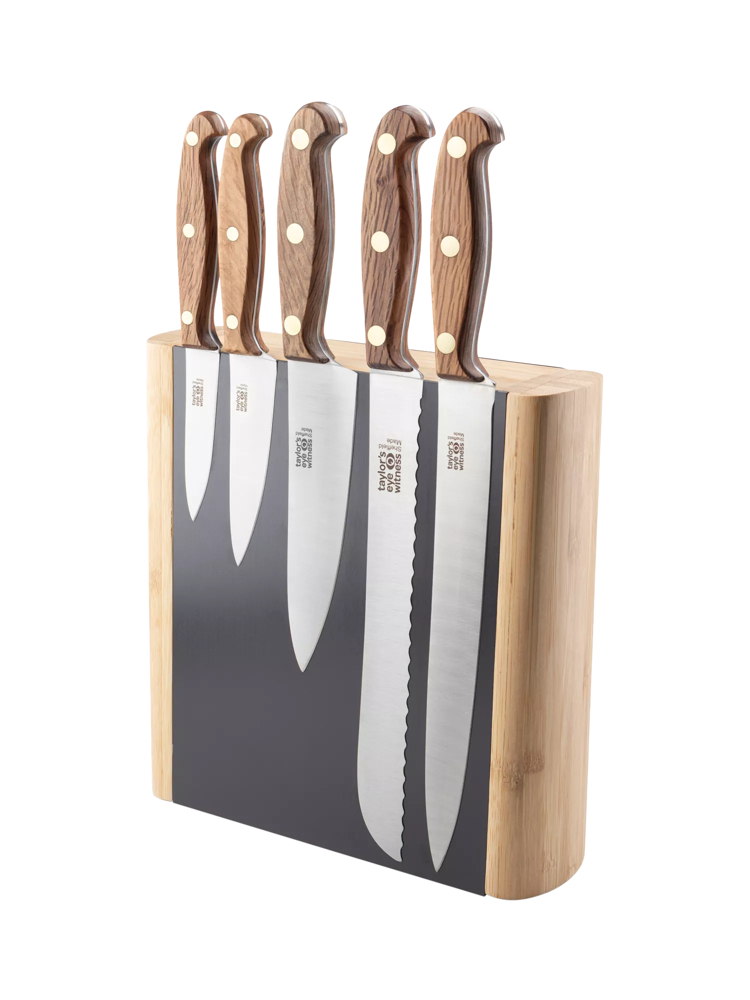 Taylor's Eye Witness Heritage Oak 5-piece bamboo knife block, UK version