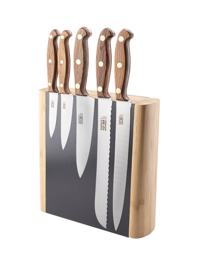 John Lewis Taylor's Eye Witness Heritage Oak Filled Bamboo Knife Block Set, 5 Piece- Buy online at McGrocer