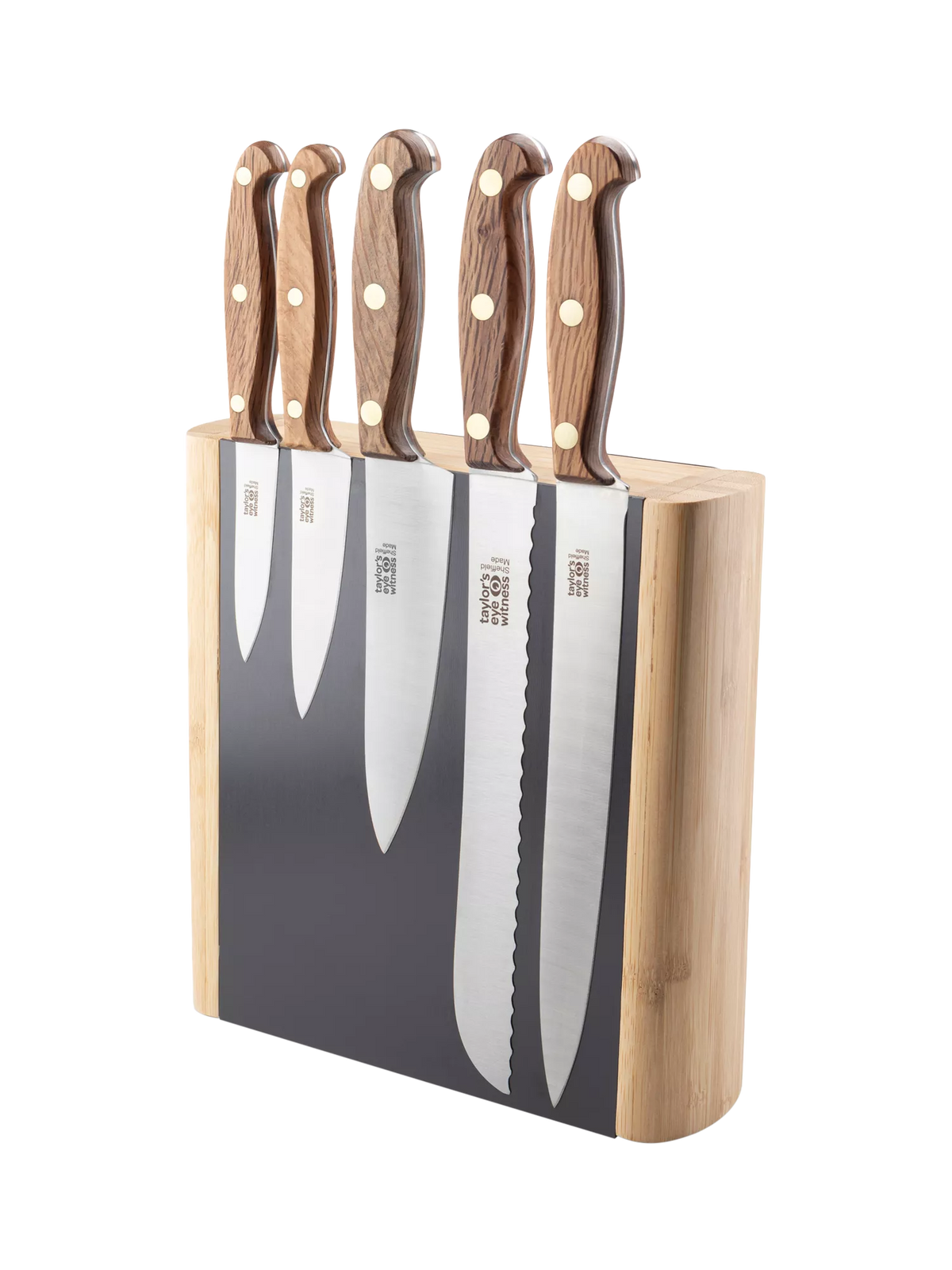 Taylor's Eye Witness Heritage Oak 5-piece bamboo knife block, UK version