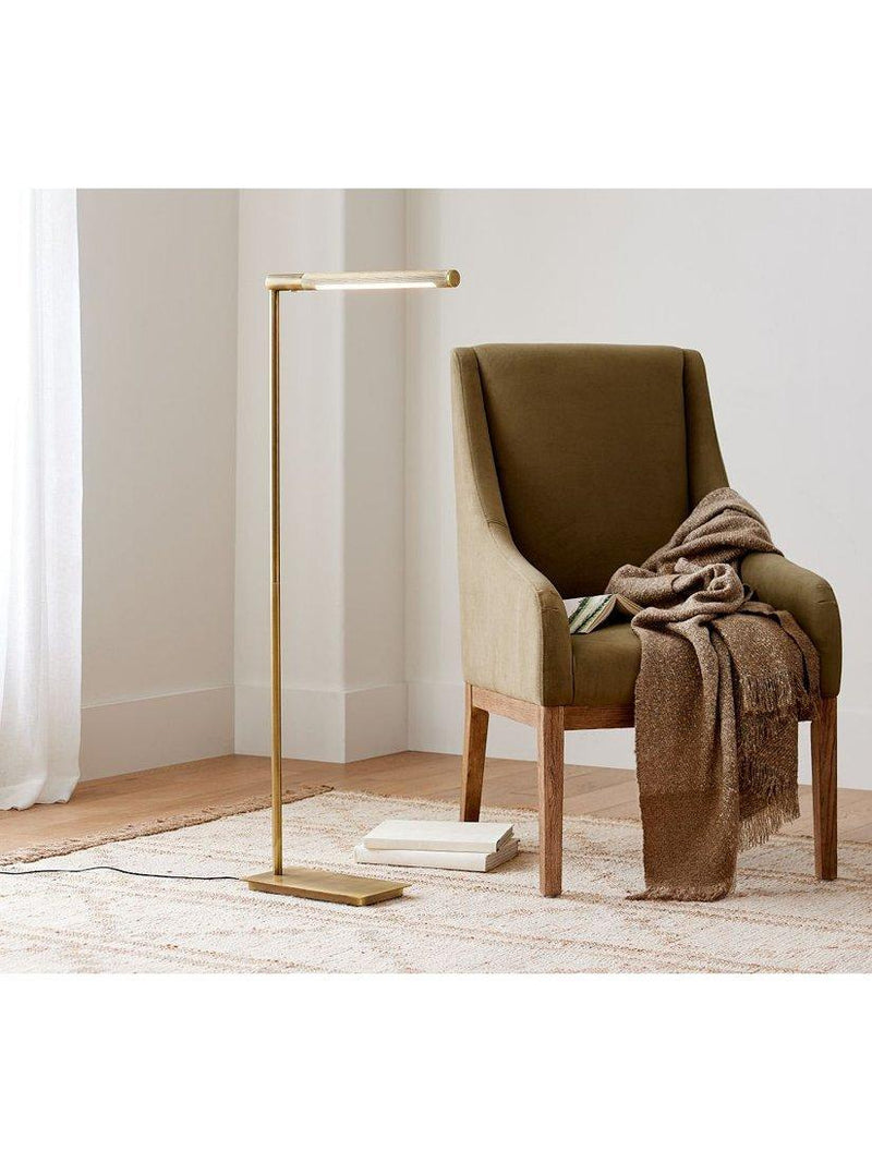 Pottery Barn Lawrence floor lamp vintage brass, imported from the UK