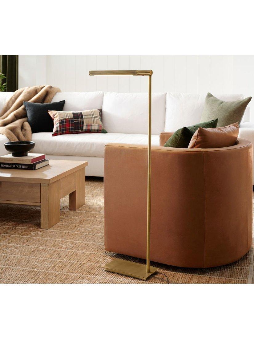 Pottery Barn Lawrence floor lamp vintage brass, imported from the UK