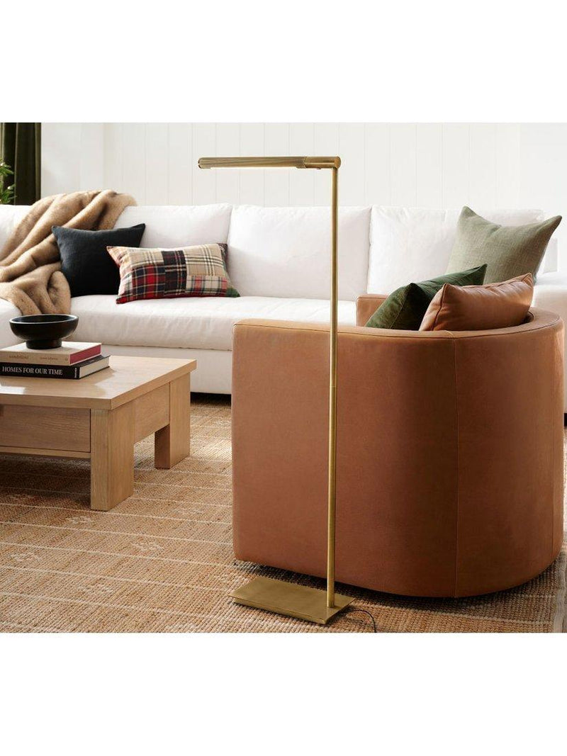 Pottery Barn Lawrence floor lamp vintage brass, imported from the UK